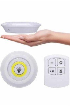 Yapışkanlı 3'lü Spot Led Işık Lamba Montajsız Pilli Uzaktan Kumandalı