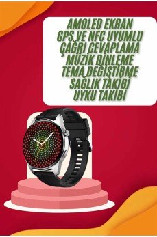 Yeni Nesil Akıllı Saat Çift Kordonlu 1.5 Inç Yuvarlak Ekran GPS ve NFC Uyumlu