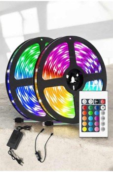 Yeni Nesil RGB Işıklı 10Metre Şerit Led Kumandalı Şarj Edilebilir