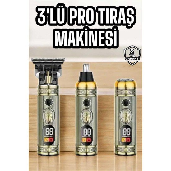 Yeni Nesil Tıraş Makinesi Pro 3 Başlıklı Dijital Göstergeli Yeni Nesil Tıraş Makinesi Pro 3 Başlıklı Dijital Göstergeli