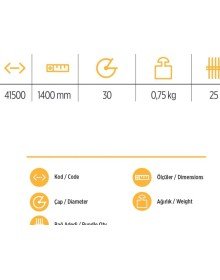 YKS 41500 Tırmık Sapı 140 cm