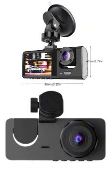 Yol Kayıt Araç Kamerası HD DVR 3 Kameralı 2.0in Ekranlı Ön İç Arka