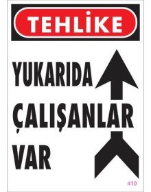 Yukarıda Çalışanlar Var Uyarı Levhası 25x35 KOD: 410