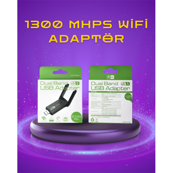 Yüksek Hızlı 1200 Mbps Çift Bant USB WiFi Adaptör – Güçlü Sinyal, Geniş Uyumluluk Yüksek Hızlı 1200 Mbps Çift Bant USB WiFi Adaptör – Güçlü Sinyal, Geniş Uyumluluk