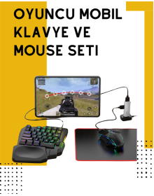 Yüksek Performanslı Mobil Oyun Aksesuarı – 5 Parçalı Klavye Mouse Dönüştürücü Set