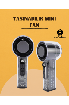 Yüksek Verimli Soğutmalı El Fanı | 100 Seviye Hız Kontrolü | 6 Saat Pil Ömrü
