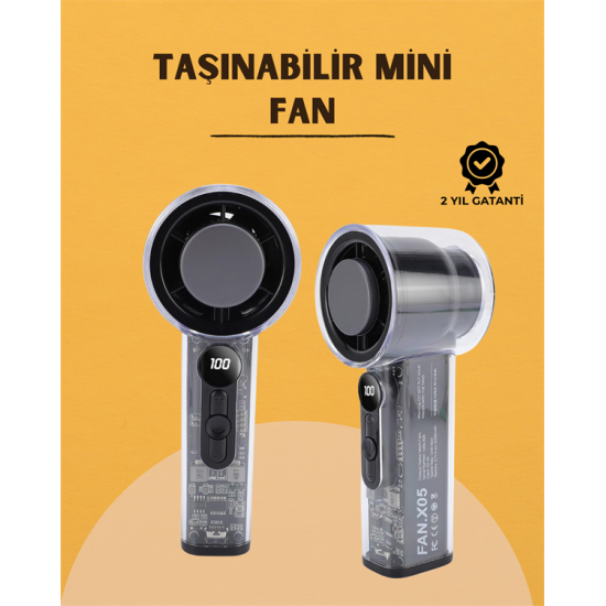Yüksek Verimli Soğutmalı El Fanı | 100 Seviye Hız Kontrolü | 6 Saat Pil Ömrü Yüksek Verimli Soğutmalı El Fanı | 100 Seviye Hız Kontrolü | 6 Saat Pil Ömrü