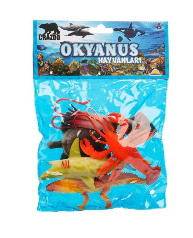 0709 Okyanus Hayvanları Poşetli Hayvan Oyun Seti Orta Boy