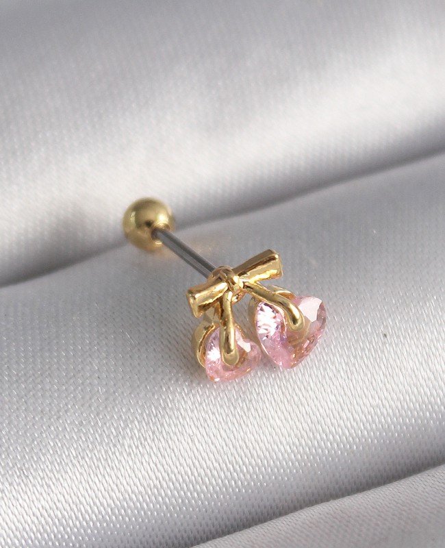 316L Çelik Gold Renk Pembe Zirkon Taşlı Kalp Tragus Piercing 316L Çelik Gold Renk Pembe Zirkon Taşlı Kalp Tragus Piercing