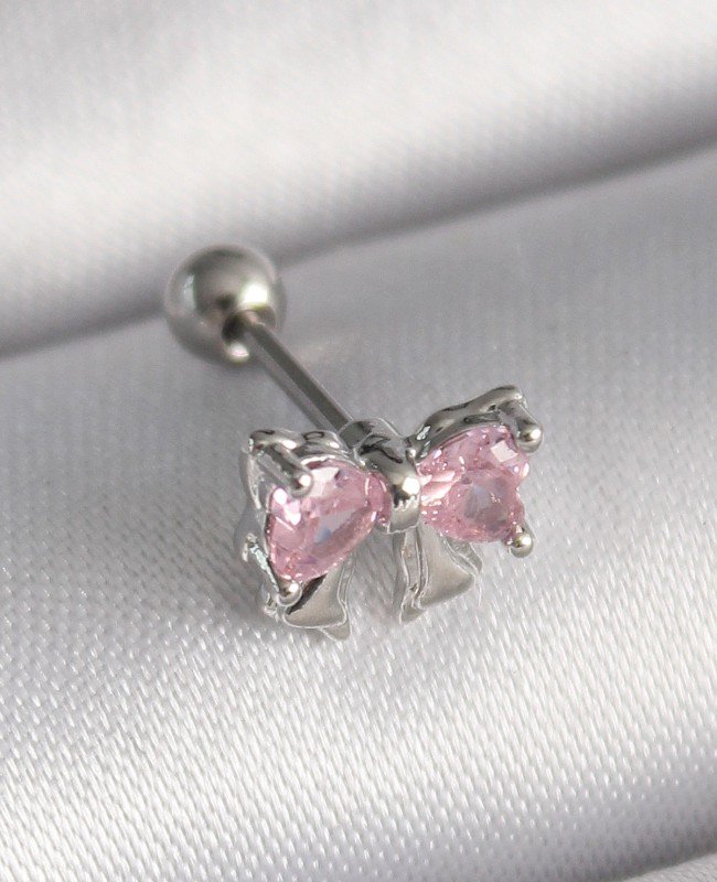 316L Çelik Gümüş Renk Pembe Zirkon Taşlı Fiyonk Tragus Piercing 316L Çelik Gümüş Renk Pembe Zirkon Taşlı Fiyonk Tragus Piercing