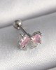 316L Çelik Gümüş Renk Pembe Zirkon Taşlı Fiyonk Tragus Piercing 316L Çelik Gümüş Renk Pembe Zirkon Taşlı Fiyonk Tragus Piercing