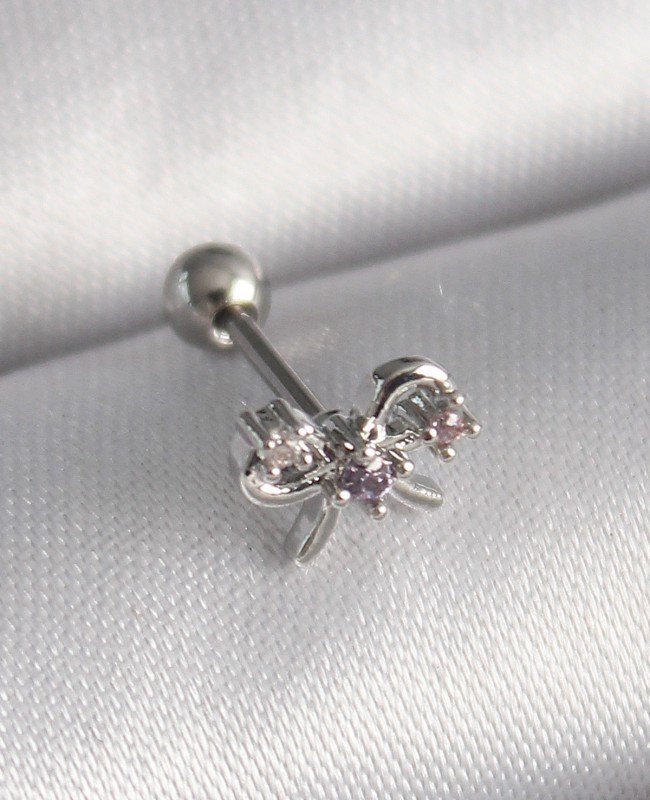 316L Çelik Gümüş Renk Zirkon Taşlı Kurdele Tragus Piercing 316L Çelik Gümüş Renk Zirkon Taşlı Kurdele Tragus Piercing