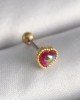 316L Çelik Gold Renk Kırmızı Mineli Kalp Tragus Piercing