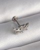 316L Çelik Gümüş Renk Dal Model Zirkon Taş Detaylı Tragus Piercing