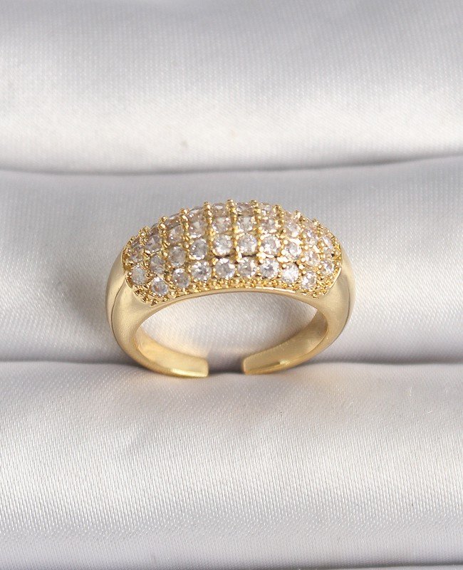 Pirinç Gold Renk Ayarlanabilir Zirkon Taşlı Kadın Yüzük Pirinç Gold Renk Ayarlanabilir Zirkon Taşlı Kadın Yüzük