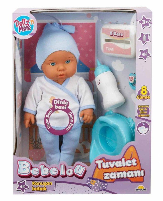 30011 Bebelou Tuvalet Zamanı Sesli Bebek Seti 35 cm -Sunman