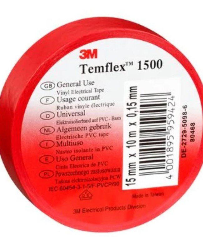 3m Temflex Kırmızı İzole Elektrik Bant 18 mm