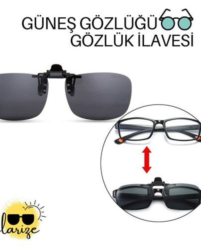 Güneş Gözlüğü Gözlük İlavesi Clip-On Polarize Güneş Gözlüğü Gözlük İlavesi Clip-On Polarize