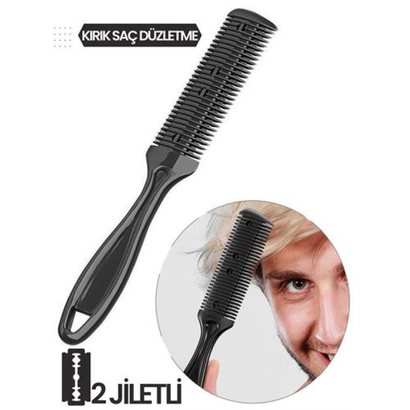 2 Jiletli Kırık Saç Sakal Düzletme İnceltme Tarağı 2 Jiletli Kırık Saç Sakal Düzletme İnceltme Tarağı