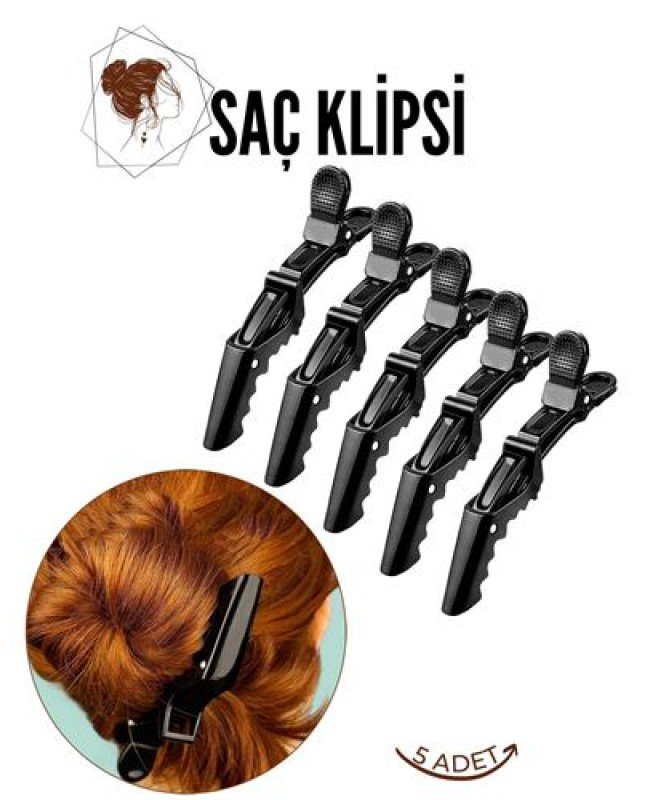Saç Pensi Saç Klipsi 5 Adet Crocodile Design