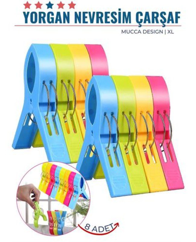 XL Yorgan Nevresim Çarşaf Mandalı 8 ADET Mucca Design