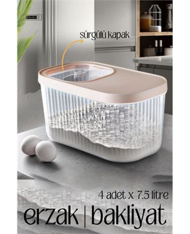 MultiBox Erzak Bakliyat Kutusu Sürgülü Kapak 7.5 Litre 4 ADET MultiBox Erzak Bakliyat Kutusu Sürgülü Kapak 7.5 Litre 4 ADET