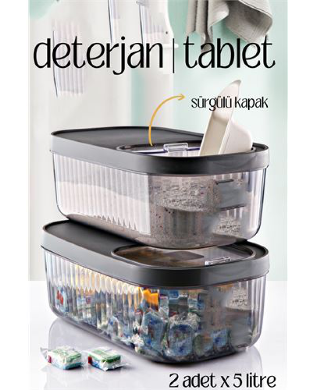 MultiBox Deterjan Tablet Kutusu Sürgülü Kapak 5 Litre 2 ADET MultiBox Deterjan Tablet Kutusu Sürgülü Kapak 5 Litre 2 ADET