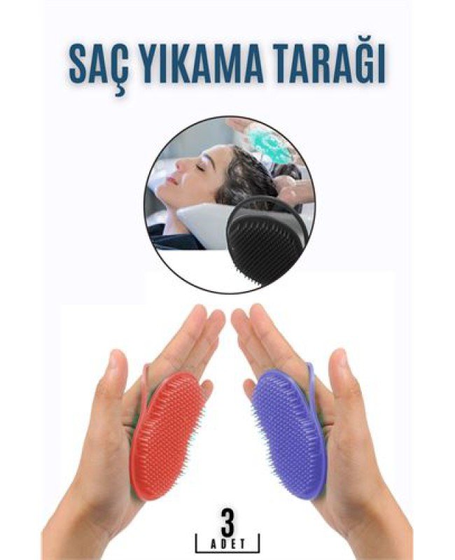 Saç Yıkama Tarağı Avuçiçi 3 LÜ SET Belgiqa Design