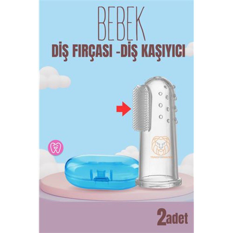 Bebek Diş Fırçası Diş Kaşıyıcı Silikon Kutulu 2 li SET Bebek Diş Fırçası Diş Kaşıyıcı Silikon Kutulu 2 li SET