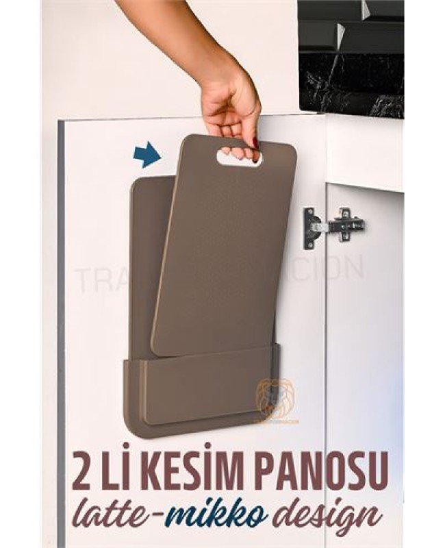 2 Li Kesim Panosu Stantlı Yapışkanlı Kesim Tahtası LATTE Mikko Design