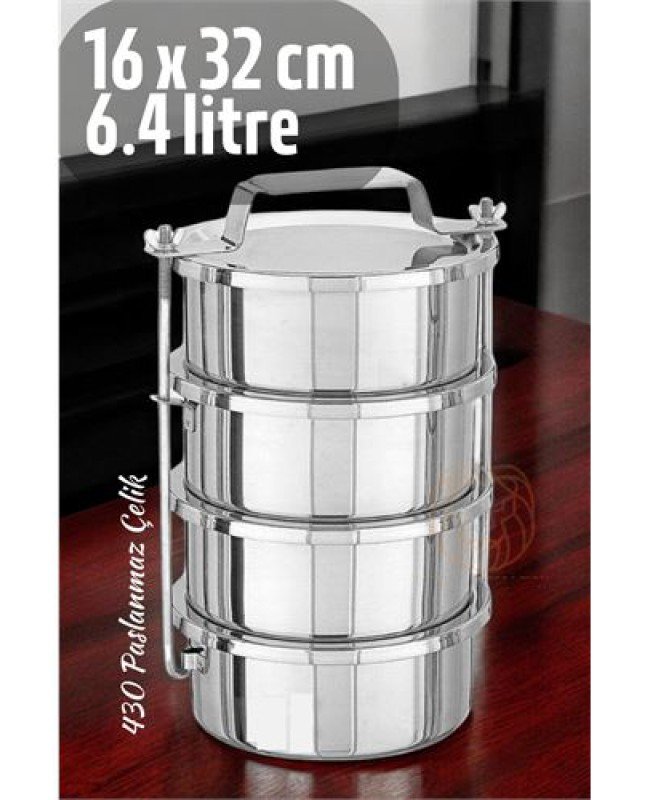 Sefer Tası Yemek Kabı Paslanmaz Çelik 4 Katlı 16 Cm 1.6 LİTRE Sefer Tası Yemek Kabı Paslanmaz Çelik 4 Katlı 16 Cm 1.6 LİTRE