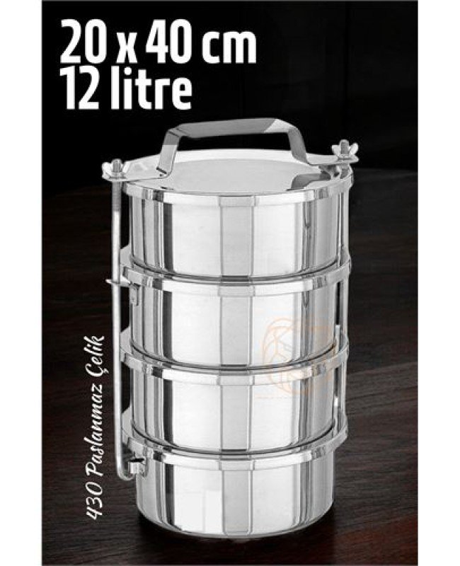 Sefer Tası Yemek Kabı Paslanmaz Çelik 4 Katlı 20 Cm 3 LİTRE Sefer Tası Yemek Kabı Paslanmaz Çelik 4 Katlı 20 Cm 3 LİTRE