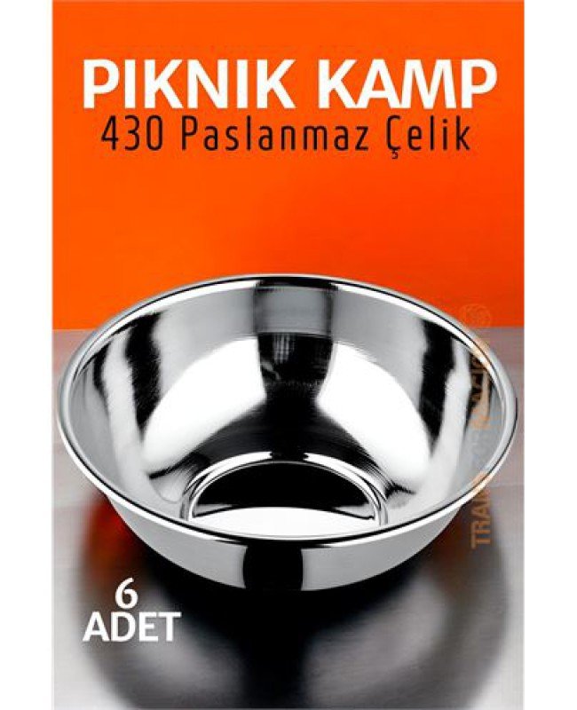Paslanmaz Çelik Yemek Tası Çorba Kasesi Kamp Piknik Tabağı 6 ADET