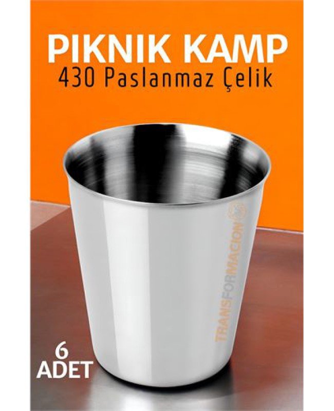 Paslanmaz Çelik Bardak Seti Kamp Piknik Bardağı 6 Adet