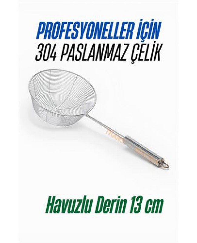 Derin Kevgir Havuzlu Süzgeç 304 Paslanmaz Çelik 13 Cm