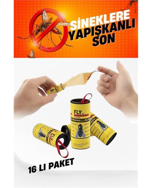 Yapışkanlı Sinek Şeridi Sinek Kapanı 16 ADET Yapışkanlı Sinek Şeridi Sinek Kapanı 16 ADET