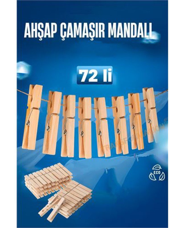 Ahşap Çamaşır Mandalı 72 ADET Ahşap Çamaşır Mandalı 72 ADET