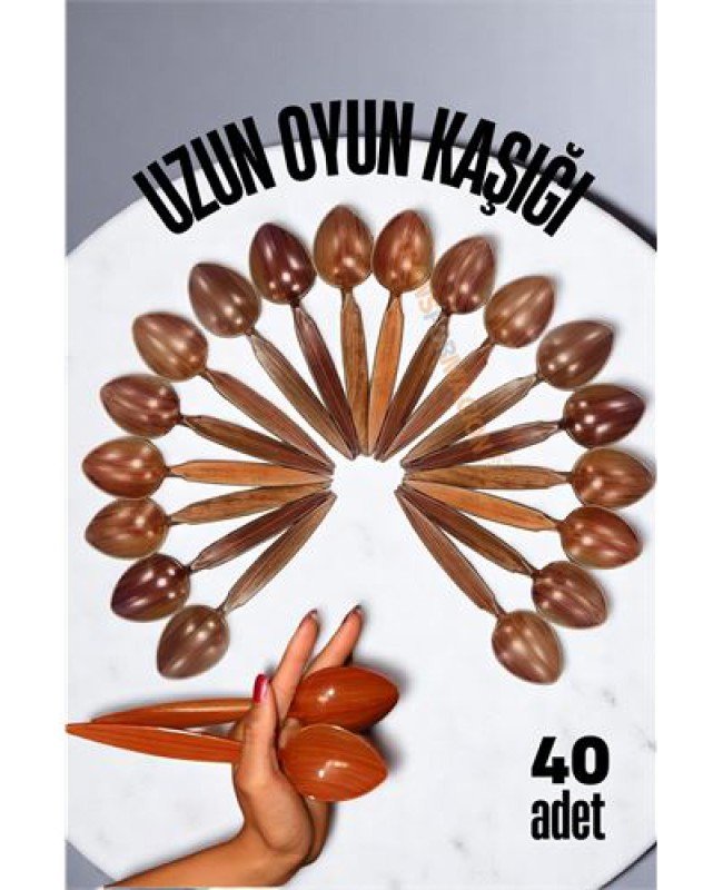 Uzun Oyun Kaşığı Halk Oyunu Kaşığı - Kına Kaşığı Uzun Saplı Zeybek Oyun Kaşığı 40 ADET