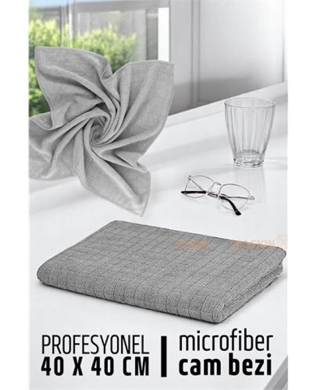 Çift Yüzeyli Profesyonel Microfiber Cam Bezi - Yüksek Kalite Temizlik Bezi  40 x 40 cm