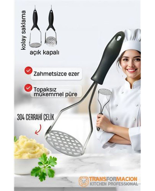 Patates Ezici 304 Paslanmaz Çelik Havuç Muz Avokado Ezici