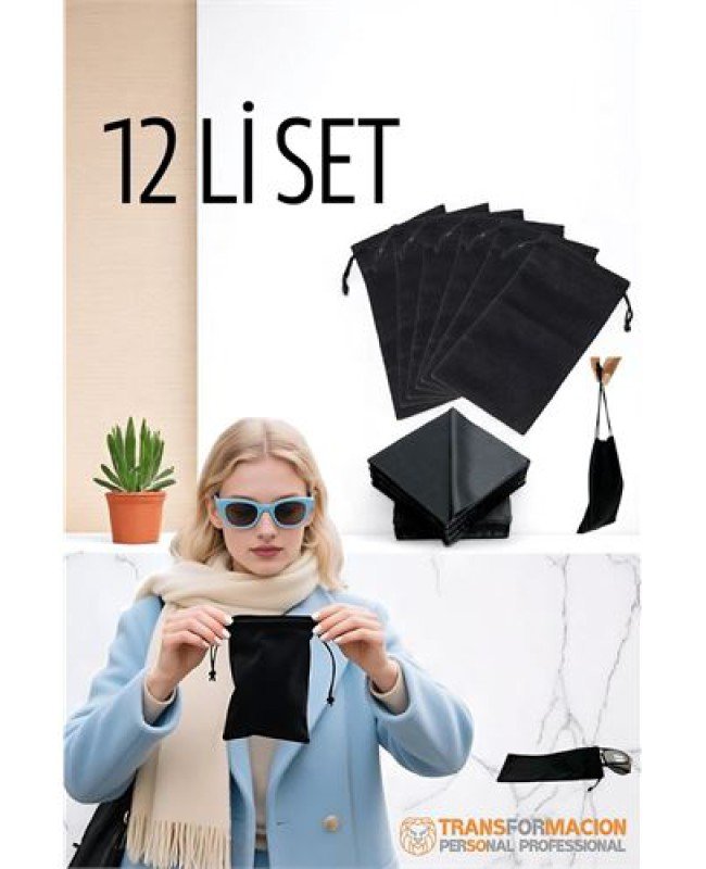 Kumaş Gözlük Kılıfı 6+6 Kılıf+Bezli SET