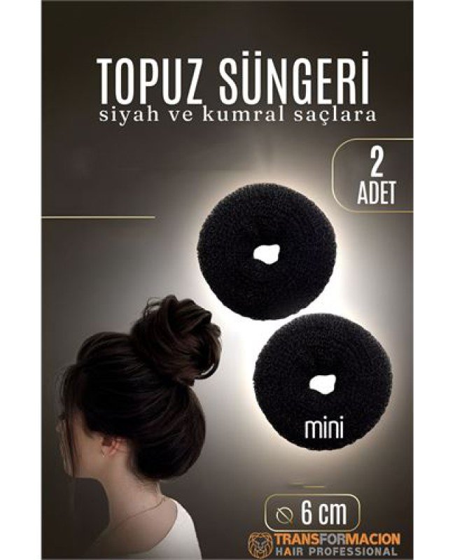 SİYAH Mini Saç Topuz Süngeri  2 ADET 6 CM Çap 2.5 cm Kalınlık