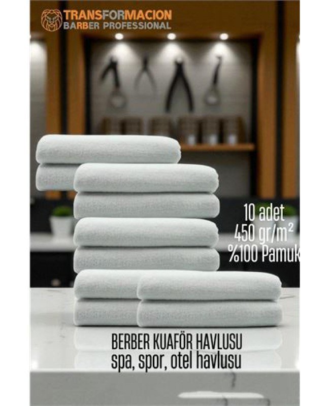 Kuaför Berber Havlusu 4 ADET Pamuk Berber Havlusu 50x90 Beyaz