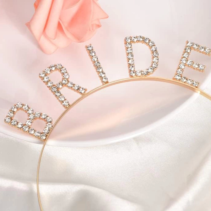 Altın Gold Renk Bekarlığa Veda Kristal Taş Bride Tacı İthal 16x10 Cm