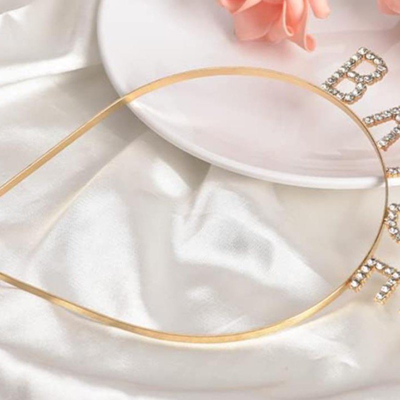 Altın Gold Renk Bekarlığa Veda Kristal Taş Bride Tacı İthal 16x10 cm