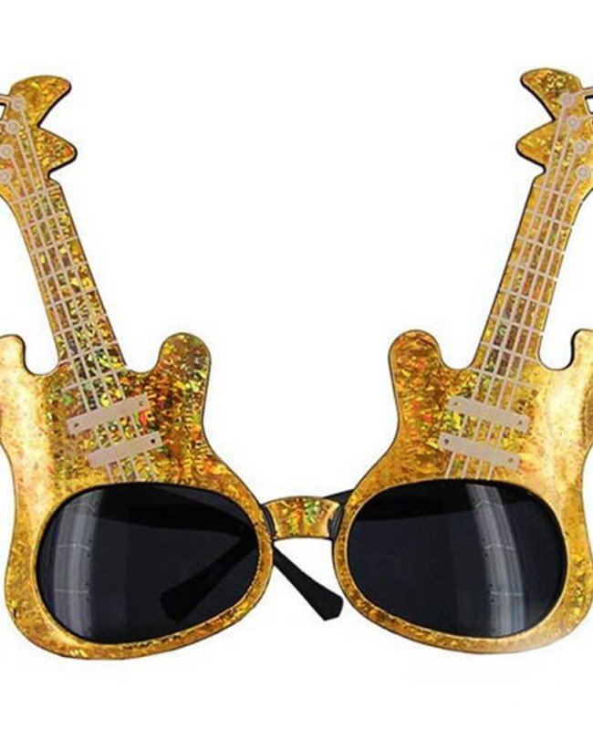 Altın Renk Gitar Şekilli Parti Gözlüğü