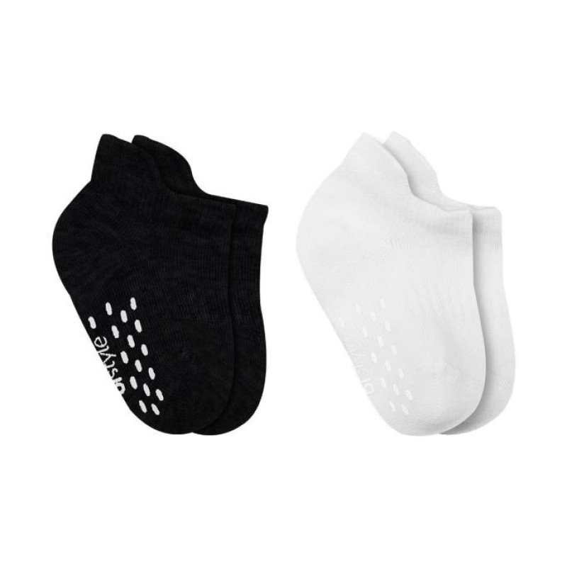 Bistyle 2'Li Sneakers Kaymaz Basic Penye Çorap BS20103 Siyah Ekru