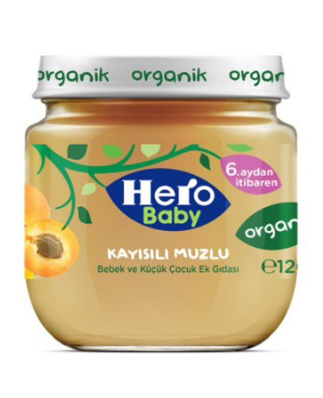 Hero Baby Organik Kayısı Muz Püresi Kavanoz Mama 120 Gr