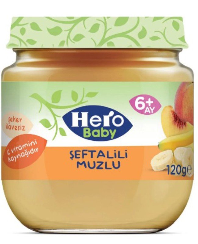 Hero Baby Şeftalili Muzlu Kavanoz Mama 120 Gr Hero Baby Şeftalili Muzlu Kavanoz Mama 120 Gr