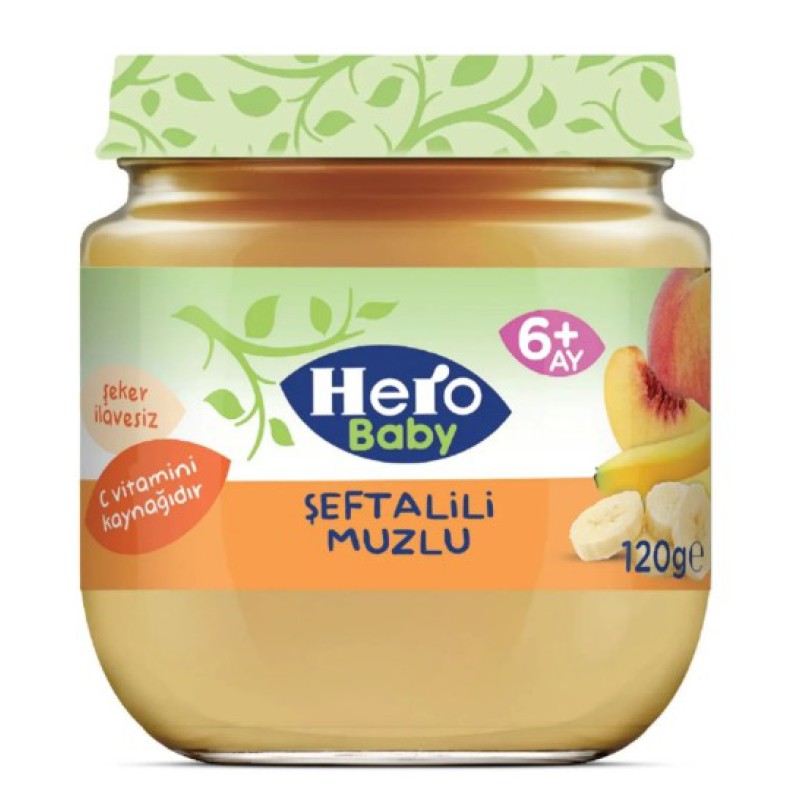Hero Baby Şeftalili Muzlu Kavanoz Mama 120 Gr Hero Baby Şeftalili Muzlu Kavanoz Mama 120 Gr